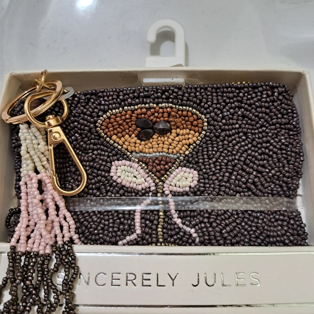 Sincerely Jules Beaded Martini Design Coin Purse Keychain